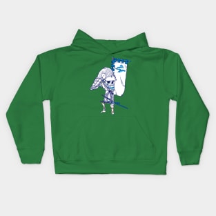 Blue Skull Samurai With Banner Kids Hoodie